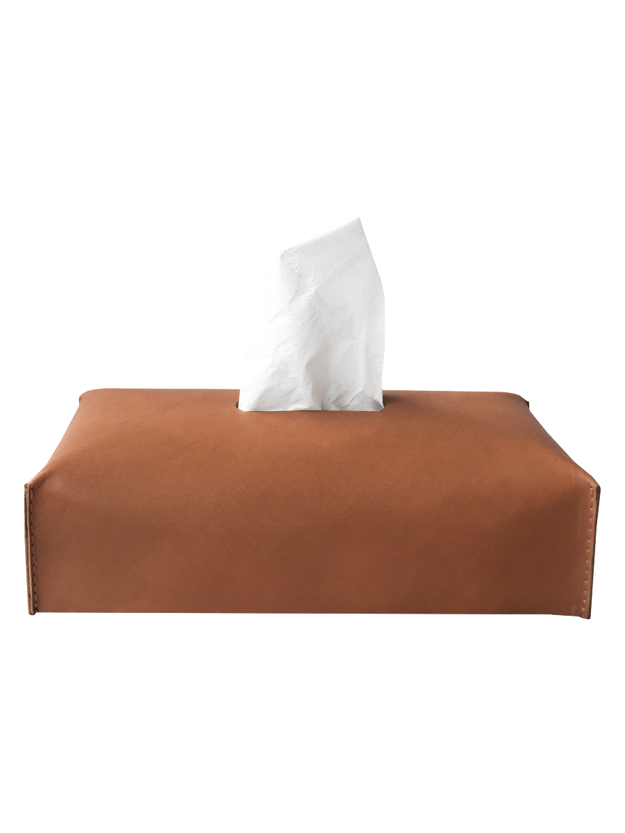 Кожаная салфетница прямоугольная из гладкой кожи