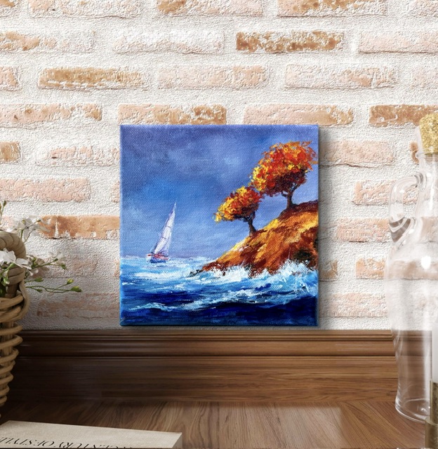 Картина "Перед бурей и светом". Авторская картина на холсте (хлопок, акрил), 15х15 см