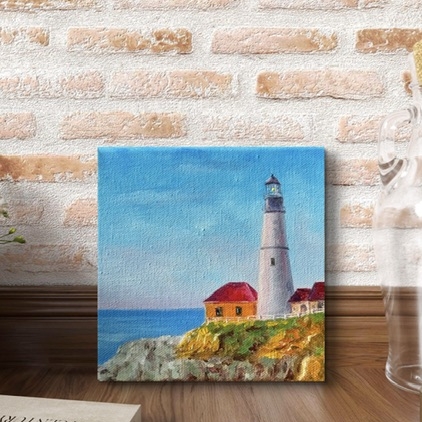 Картина "Хранитель морей". Авторская картина на холсте (хлопок, масло), 15х15 см