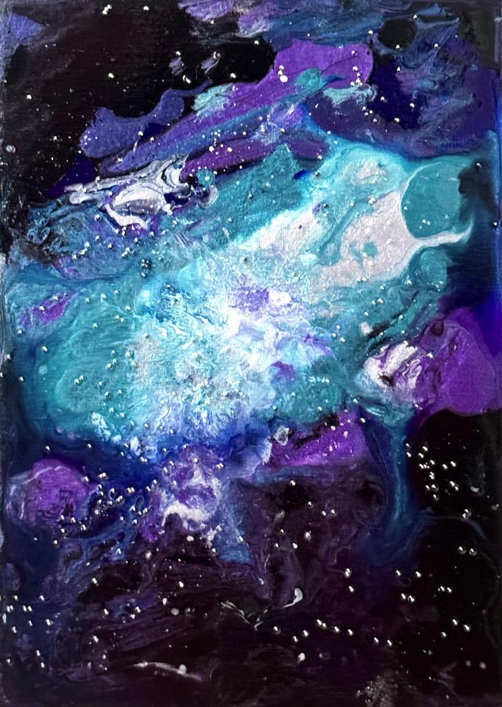 Рождение звезды. Интерьерная картина на дереве (Акрил, смешанная техника),