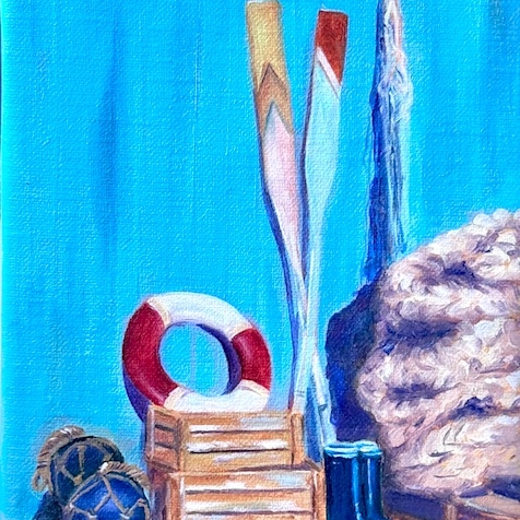 Картина "Воспоминания о море". Авторская картина на холсте (лен, масло), 20х15 см