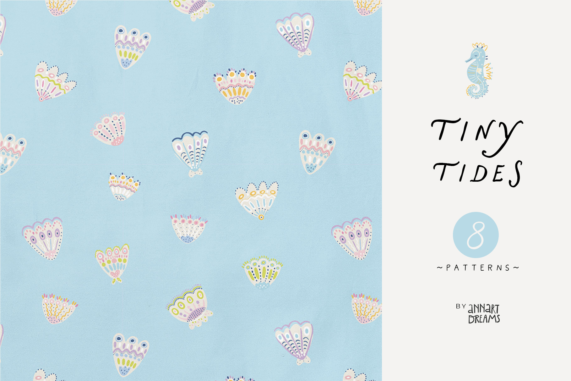 baby patterns, seamless patterns, nursery design, kids patterns, baby fabric, ocean baby, coastal nursery, sea life illustration, nautical baby, shell pattern, seahorse illustration, lobster pattern, seagull pattern, seaweed pattern, soft pastel, gentle baby design cute kids illustration, textile pattern, surface pattern design, digital pattern pack, print ready, baby apparel design, baby wallpaper, kids textile, whimsical baby, pattern collection