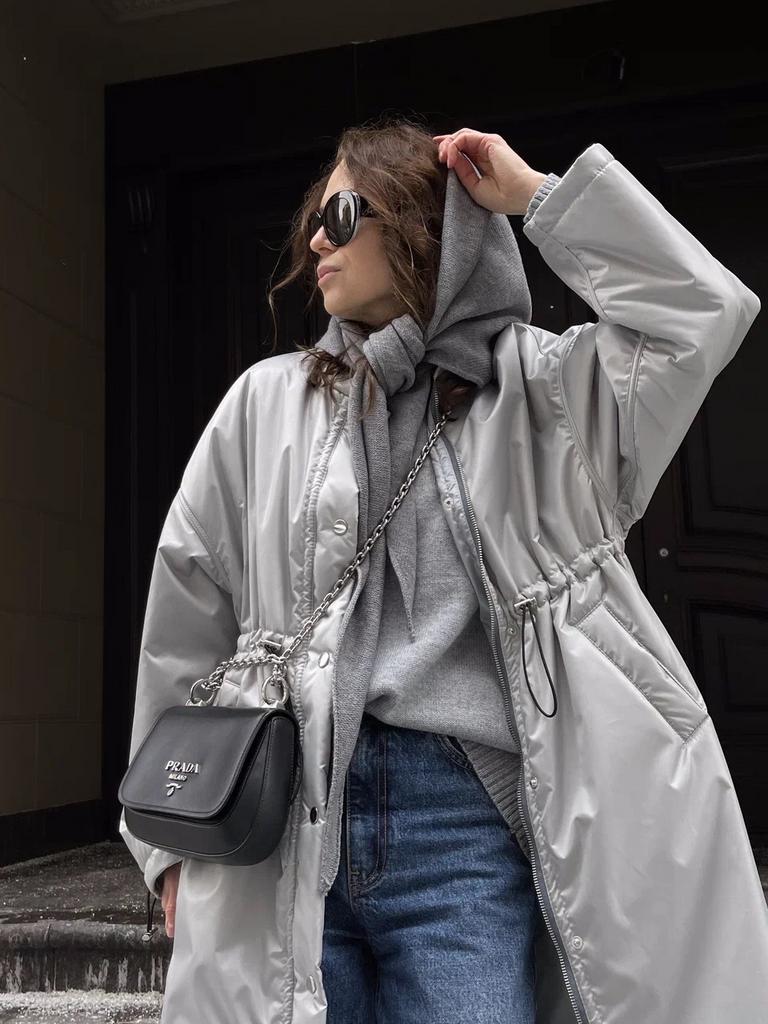 Пальто свободного кроя на кулисе GREY