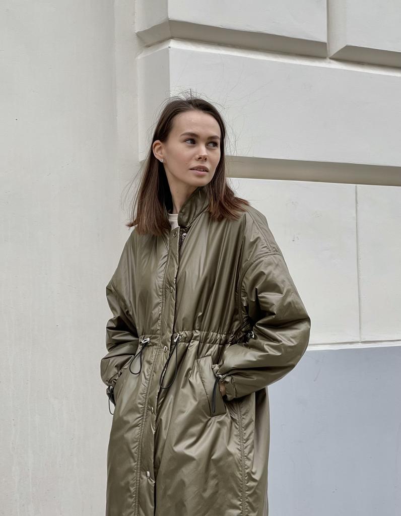 Пальто свободного кроя на кулисе KHAKI