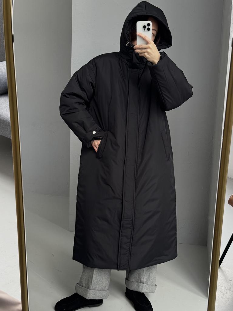 Зимнее пальто с капюшоном Laconic BLACK