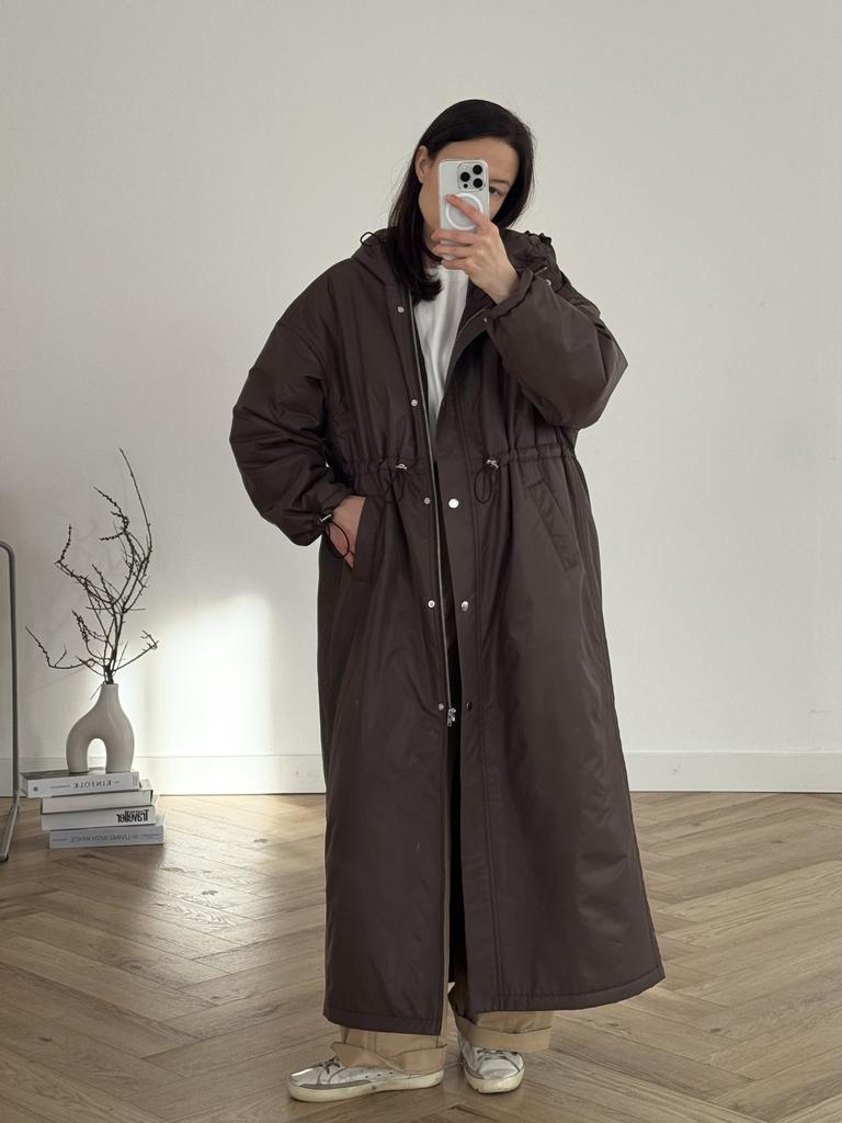 Демисезонное пальто Light с капюшоном BROWN