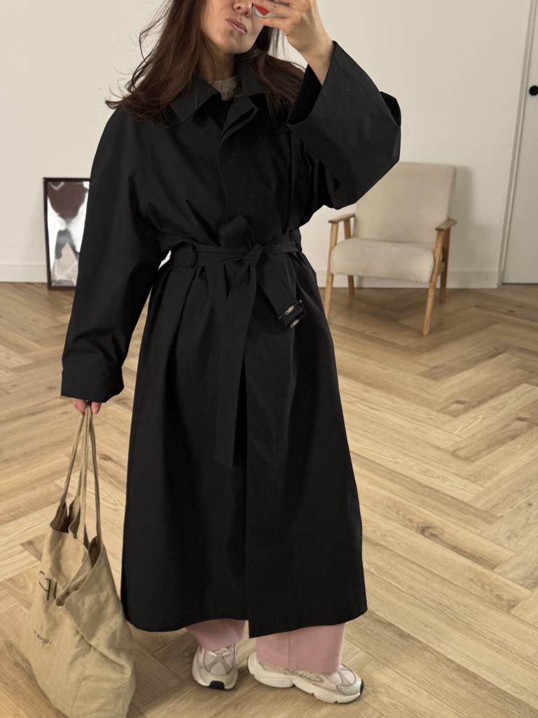 Тренчкот длинный черного цвета модель 405