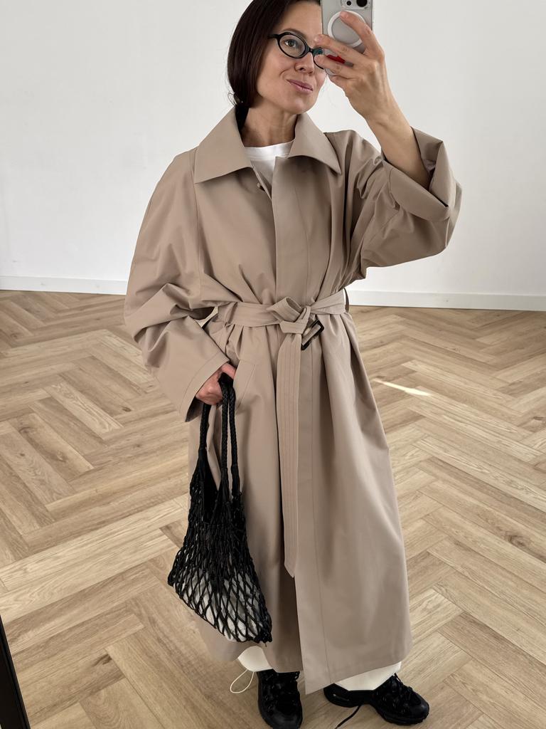 Тренчкот длинный бежевого цвета модель 405
