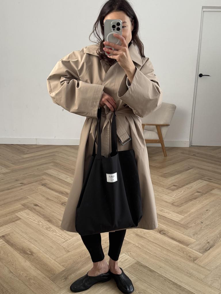 Стандартная сумка-авоська из плащевой ткани черного цвета