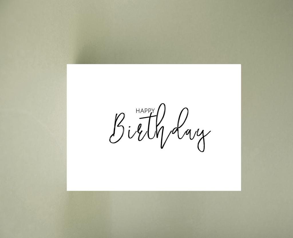 Мини-открытка "Happy Birthday (чб)