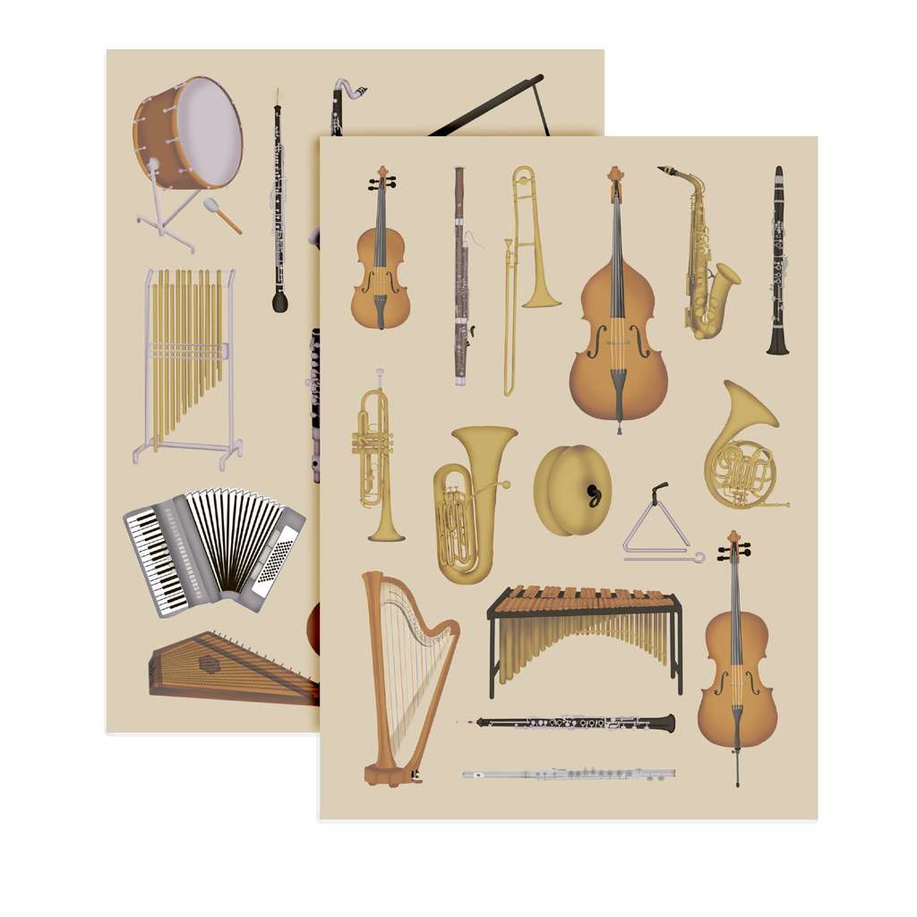 Наклейки с музыкальными инструментами