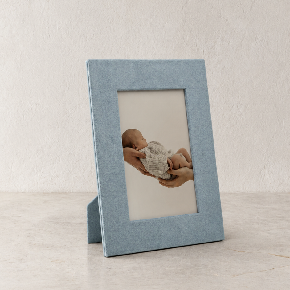 Фоторамка прямоугольная 10х15, велюр, dusty blue