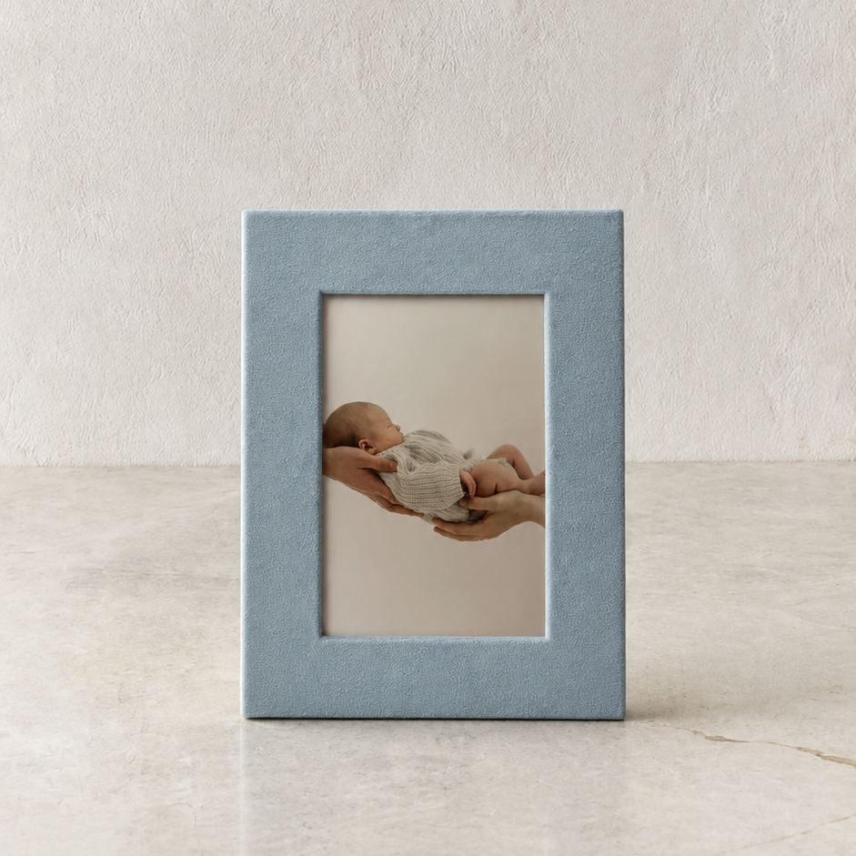 Фоторамка прямоугольная 10х15, велюр, dusty blue