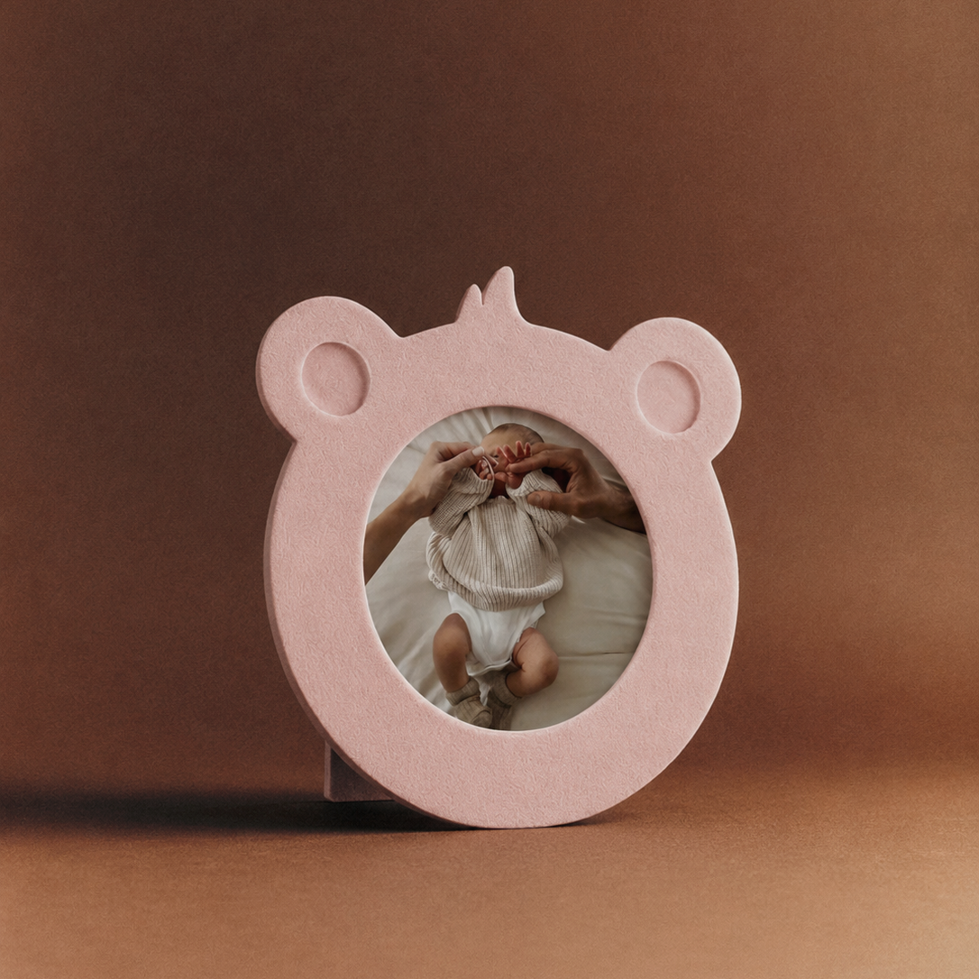 Фоторамка детская 10х10, с круглым окошком, велюр, pink
