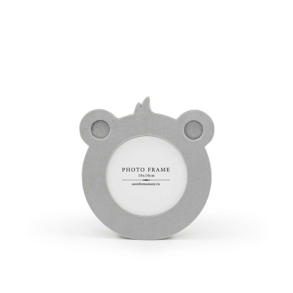 Фоторамка детская 10х10, с круглым окошком, велюр, grey