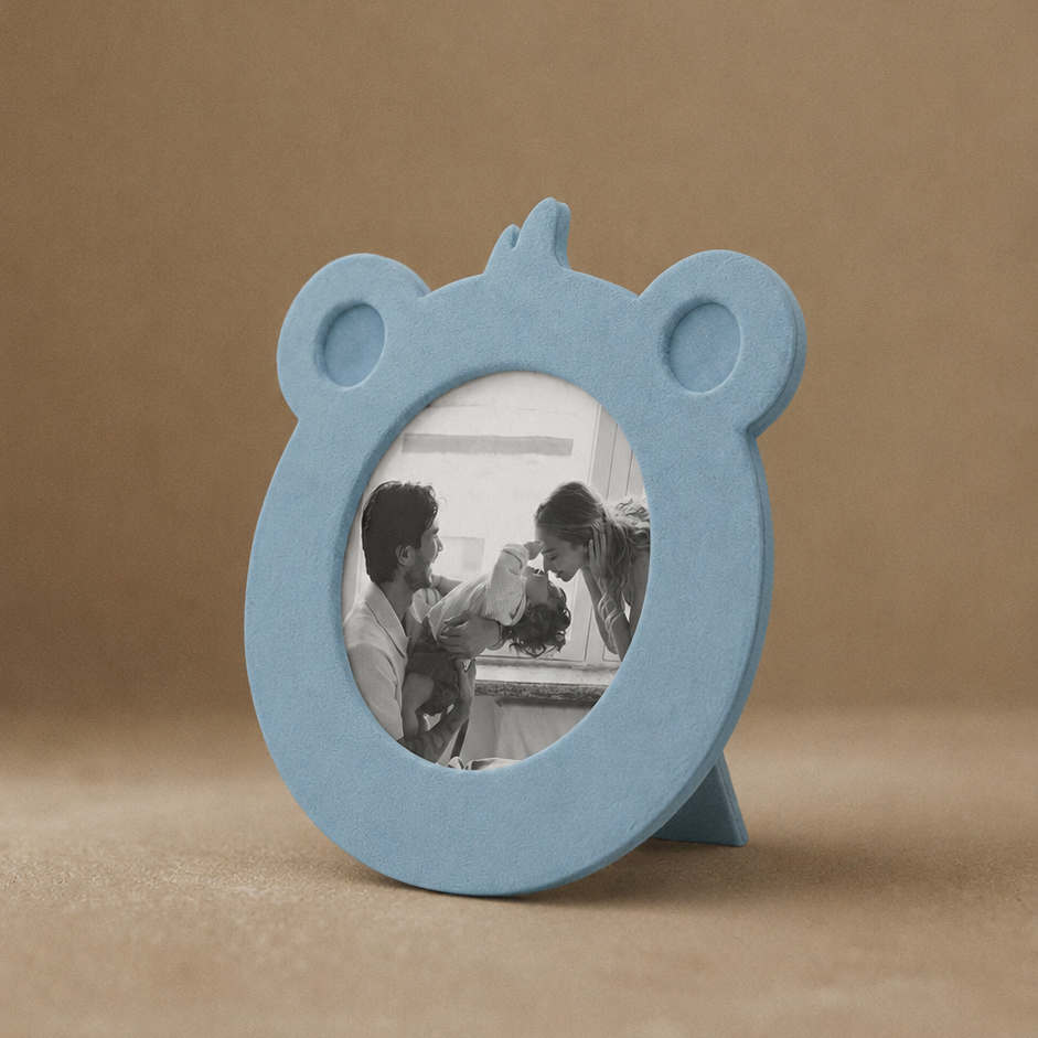 Фоторамка детская 10х10, с круглым окошком, велюр, dusty blue