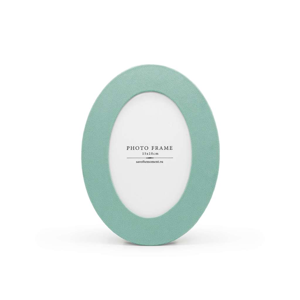 Фоторамка овальная 10х15, с овальным окошком, велюр, aquamarine