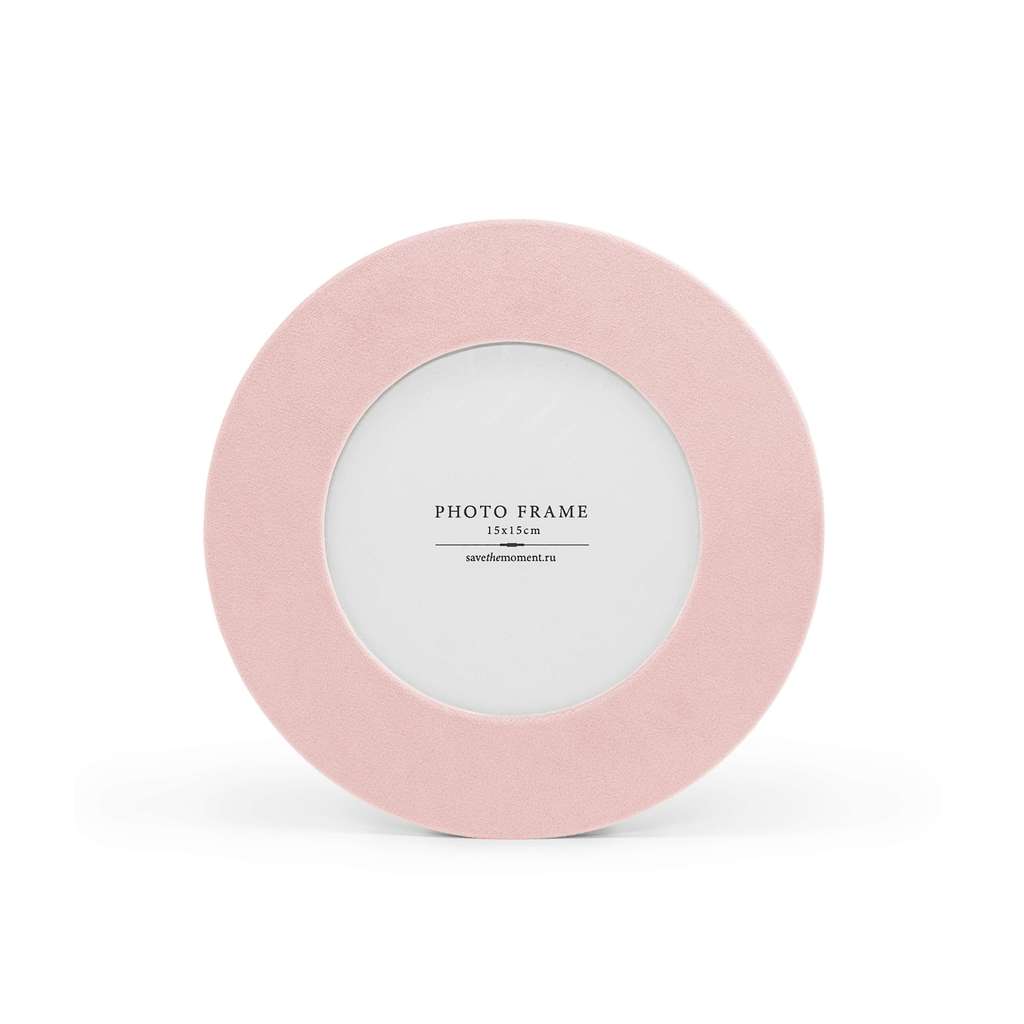 Фоторамка круглая 15х15, с круглым окошком, велюр, pink