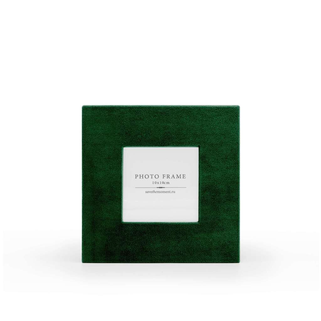 Фоторамка квадратная 10х10, велюр, deep forest