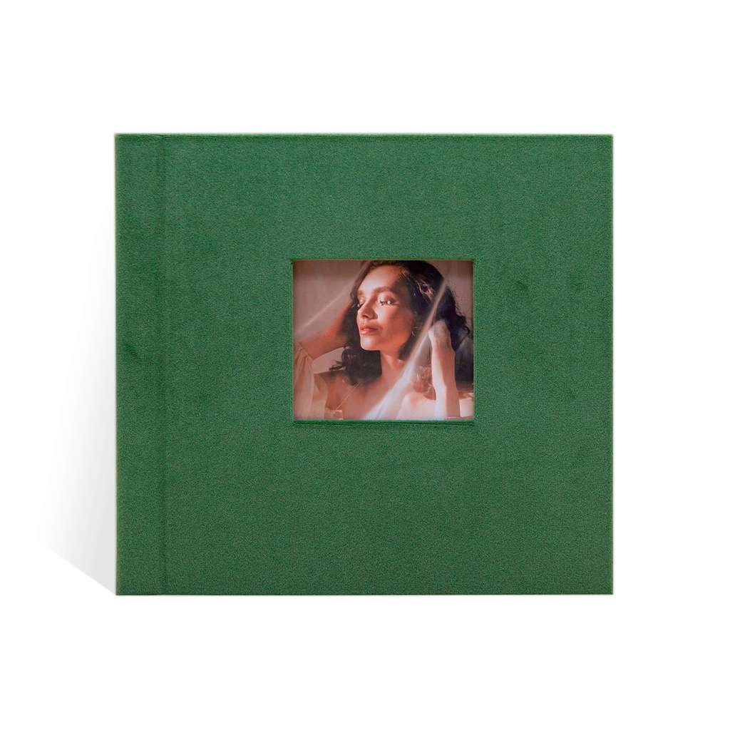 Фотоальбом с окошком для фотографии, зеленого цвета, велюр