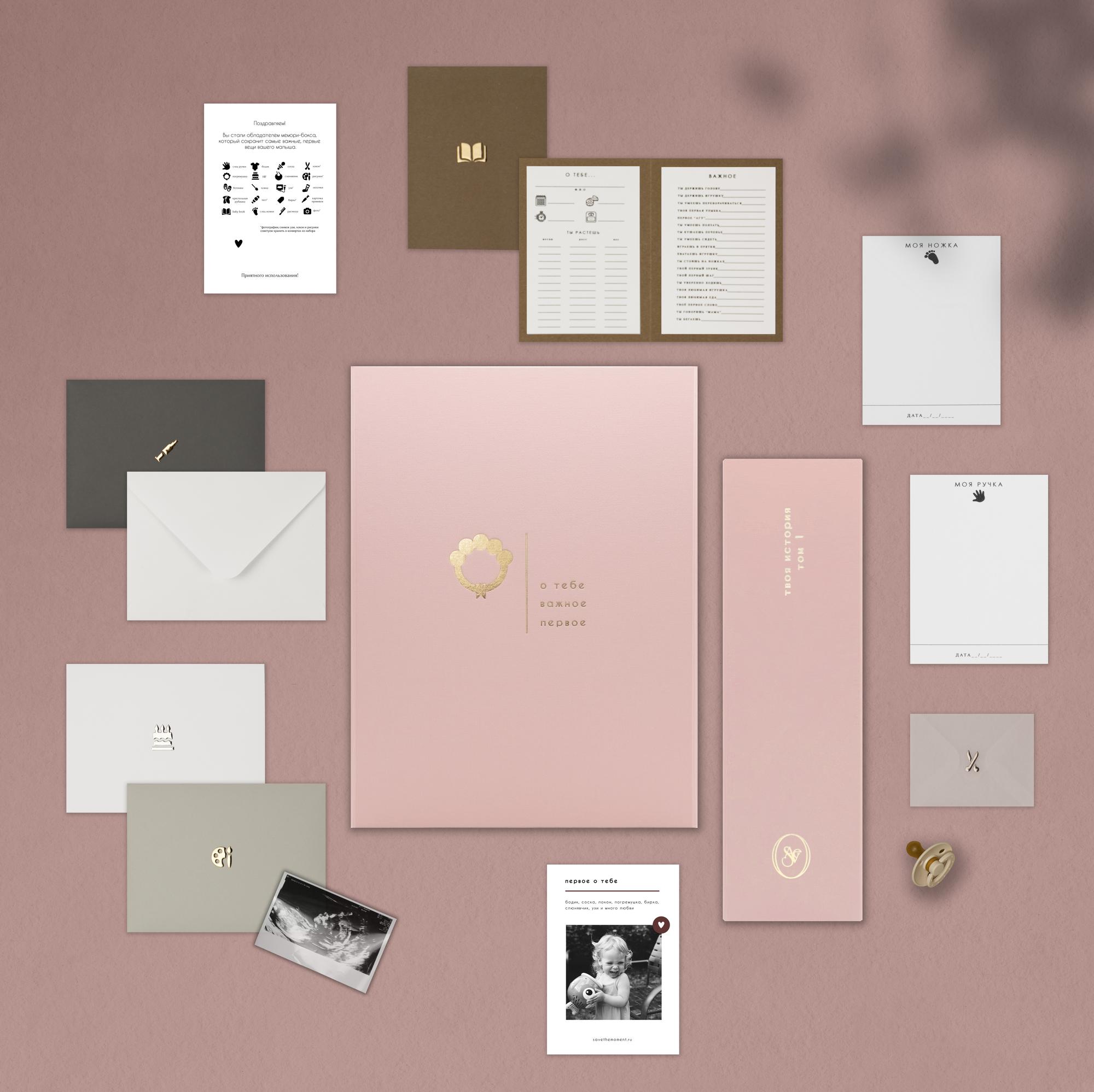 Memory box "О тебе. Том 1", розовый с золотым тиснением