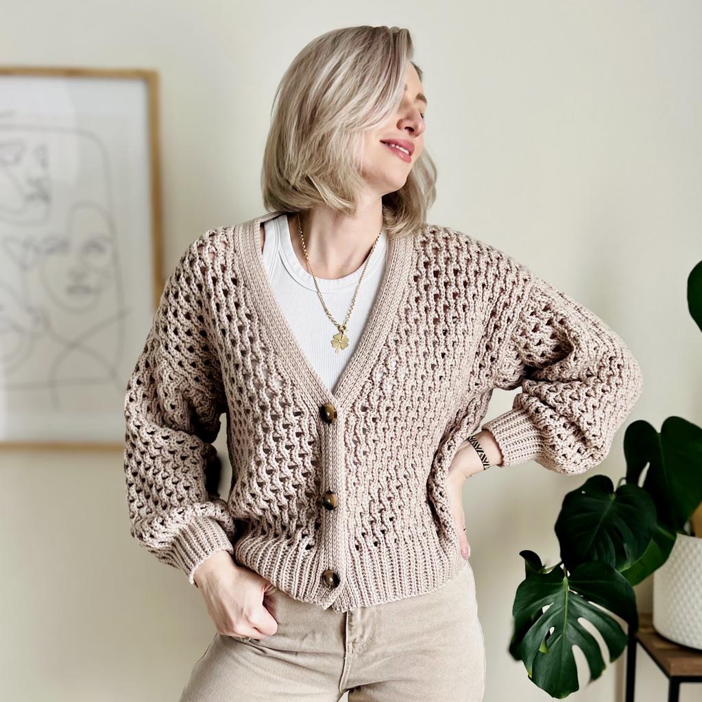 Мастер-класс + "совместник" по вязанию крючком кардигана "Ажурные соты" (Lace Honeycomb)