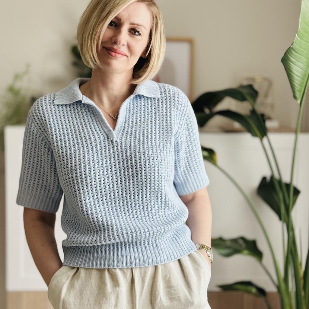 Мастер-класс + "совместник" по вязанию крючком поло "Ажурное облако"