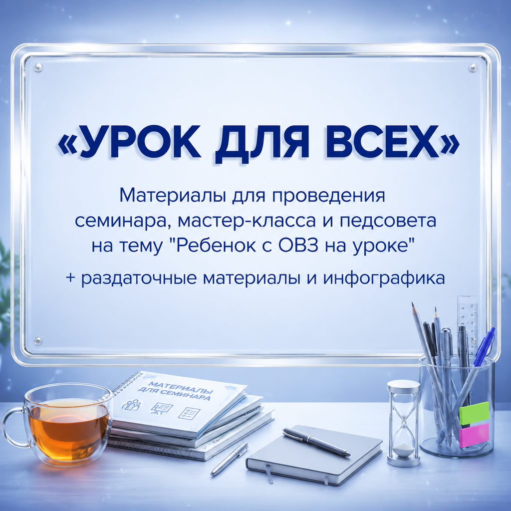 Комплект «Урок для всех»: презентация и текст семинара для учителей о работе с детьми с ОВЗ, чек-лист и инфографические памятки
