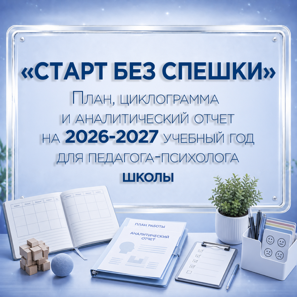 Комплект «Старт без спешки» для психолога школы: годовой план, циклограмма рабочего времени, шаблон аналитического отчёта и калькулятор графика