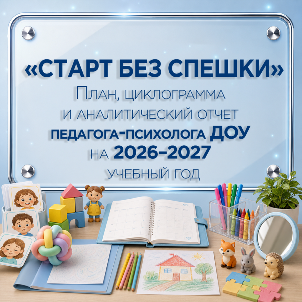 Комплект «Старт без спешки» для психолога детского сада: годовой план ДОУ, циклограмма, шаблон аналитического отчёта и калькулятор рабочего графика