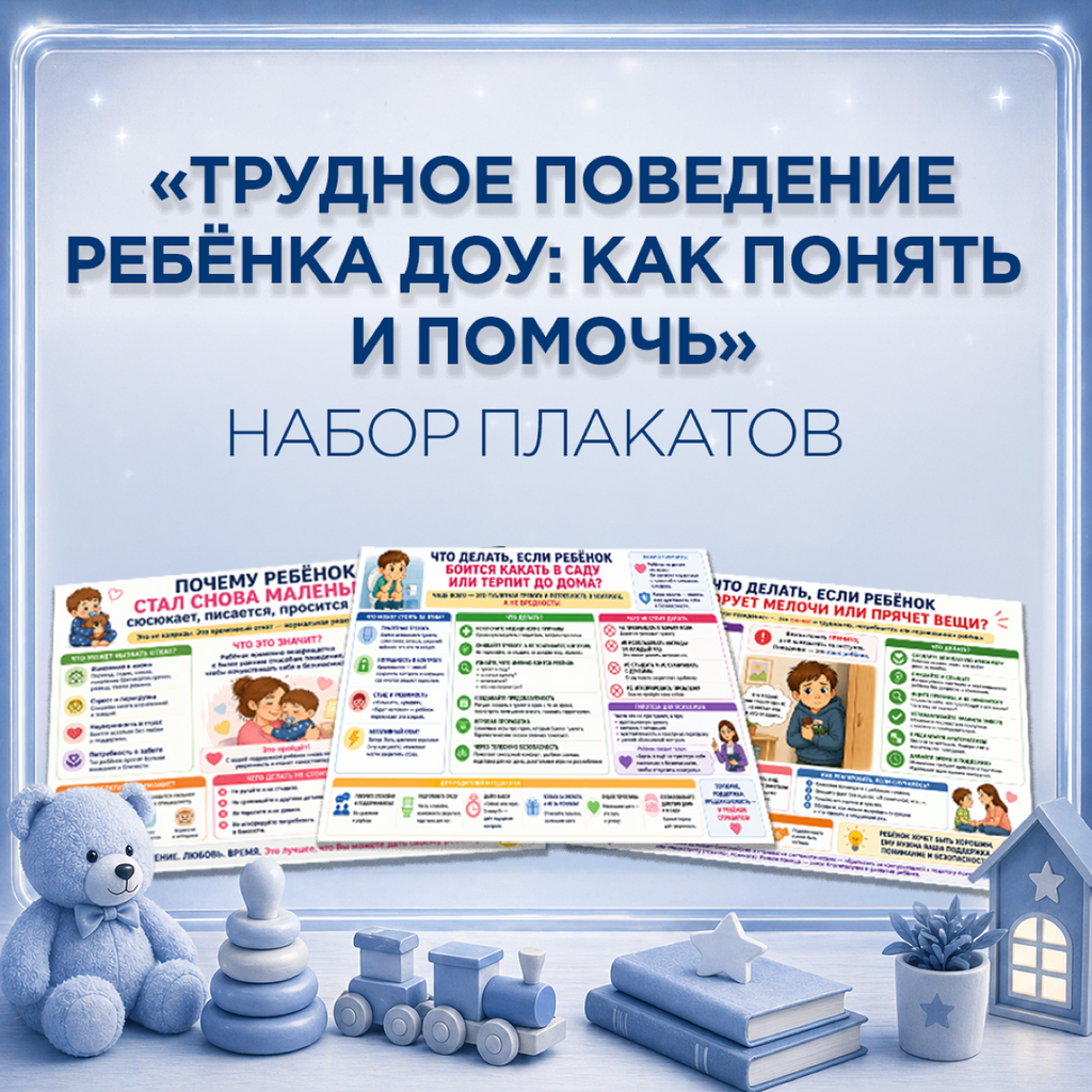 Обложка набора: 11 плакатов о трудном поведении ребёнка — для стенда, родительского уголка и консультаций с родителями