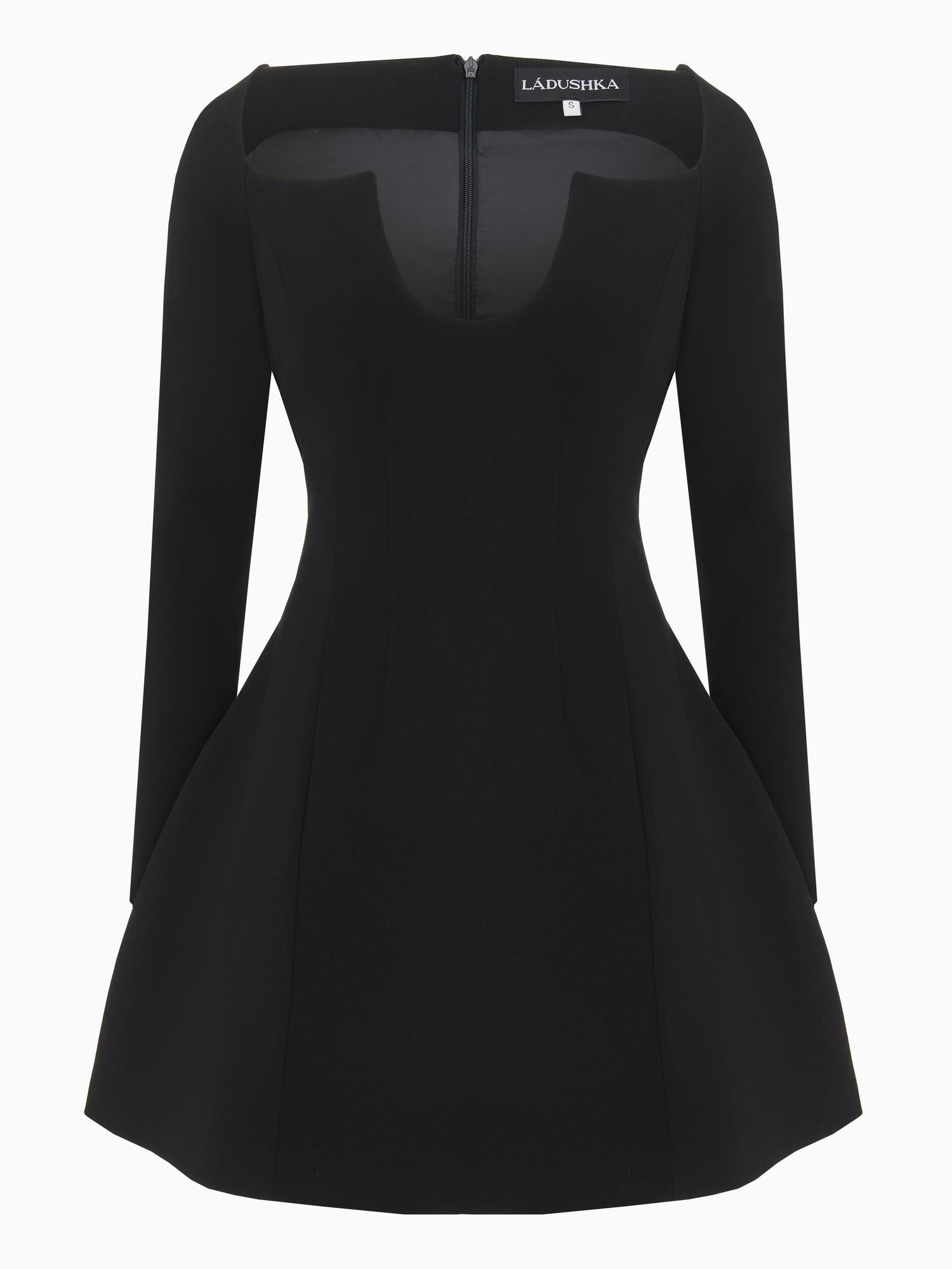 МИНИ-ПЛАТЬЕ С ФАНТИЗИЙНЫМ ВЫРЕЗОМ ИЗ ВИСКОЗЫ (черное)