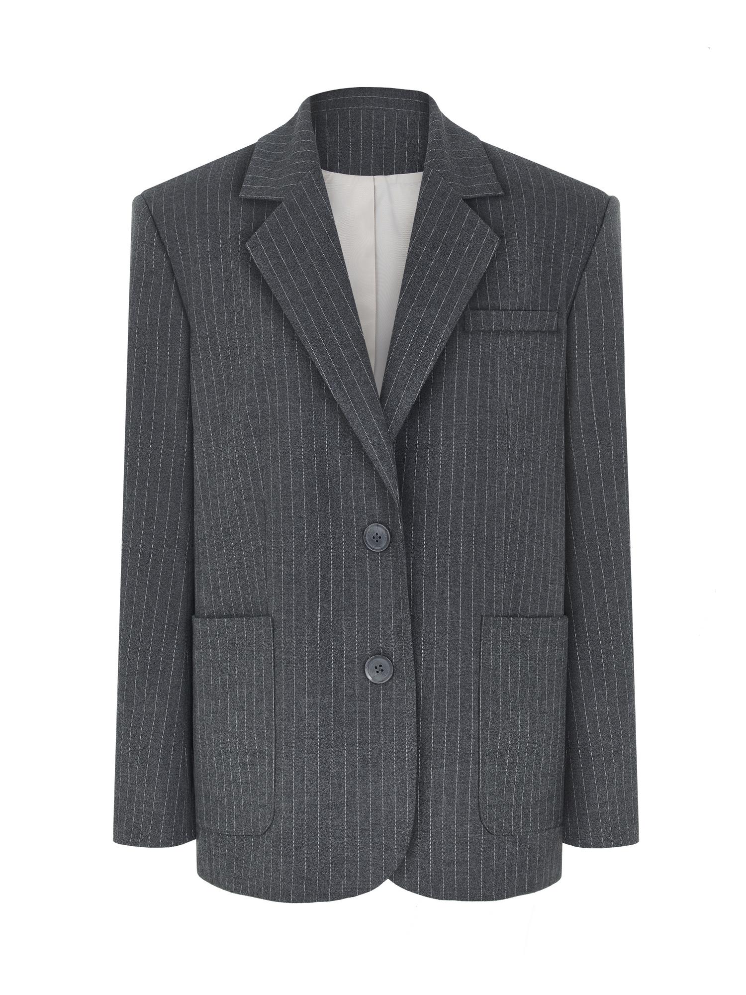 Жакет в полоску из вискозы серый