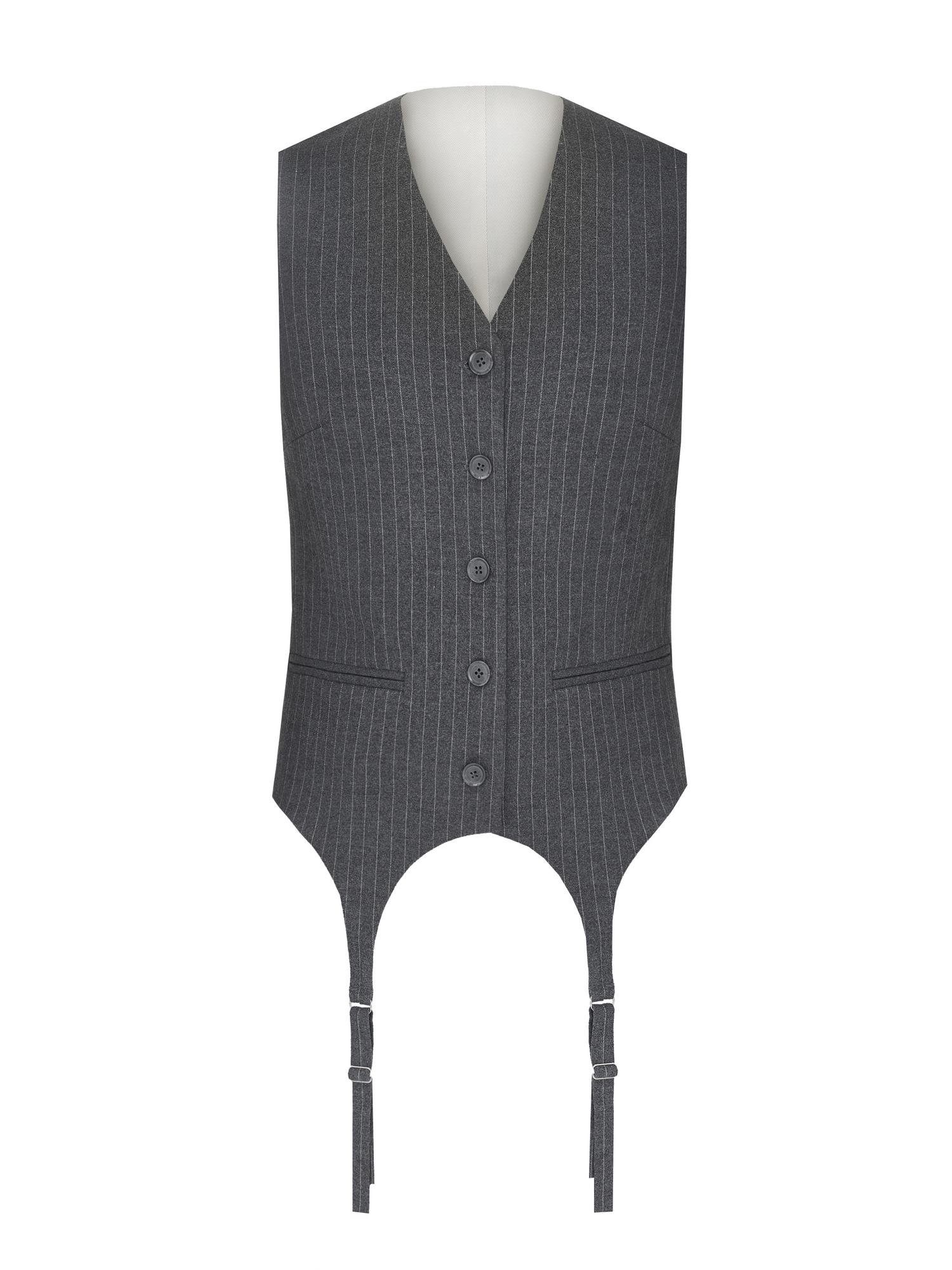 Жилет с подтяжками из вискозы серый