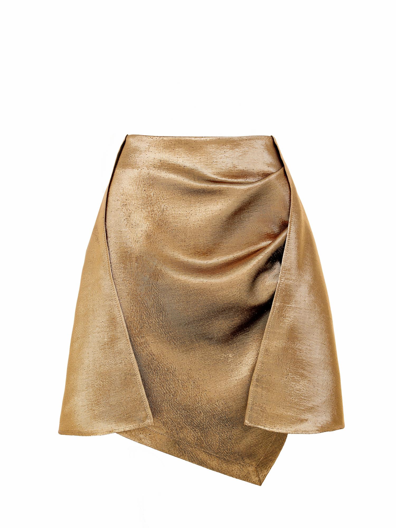 Мини юбка из золотой парчи