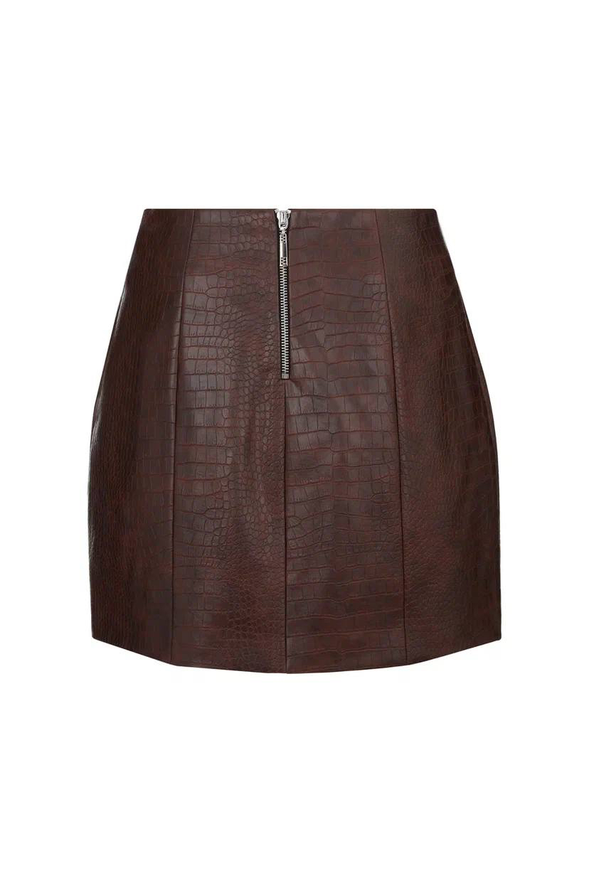 Мини юбка из эко кожи под рептилию