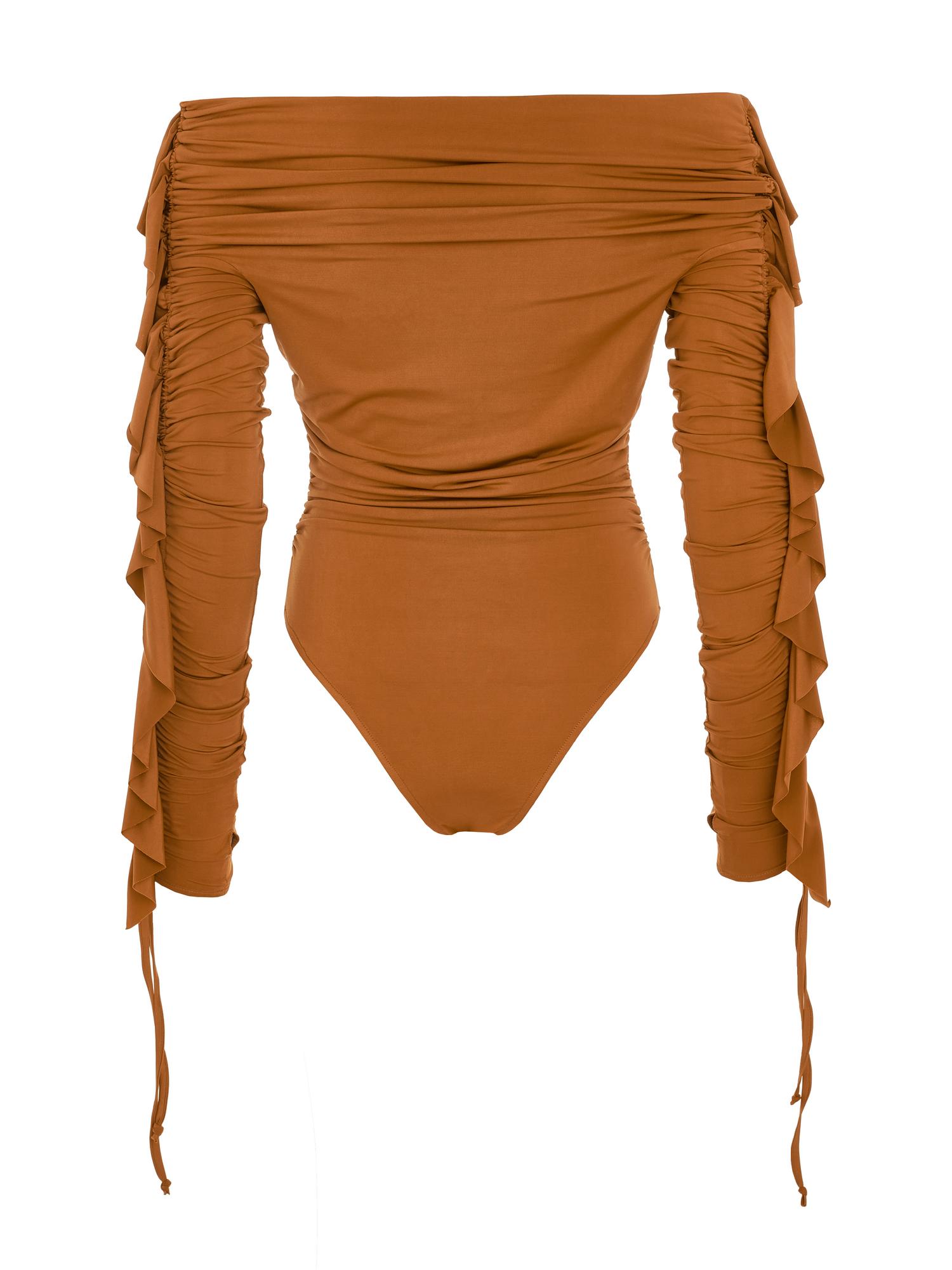 Боди из трикотажной вискозы охровое