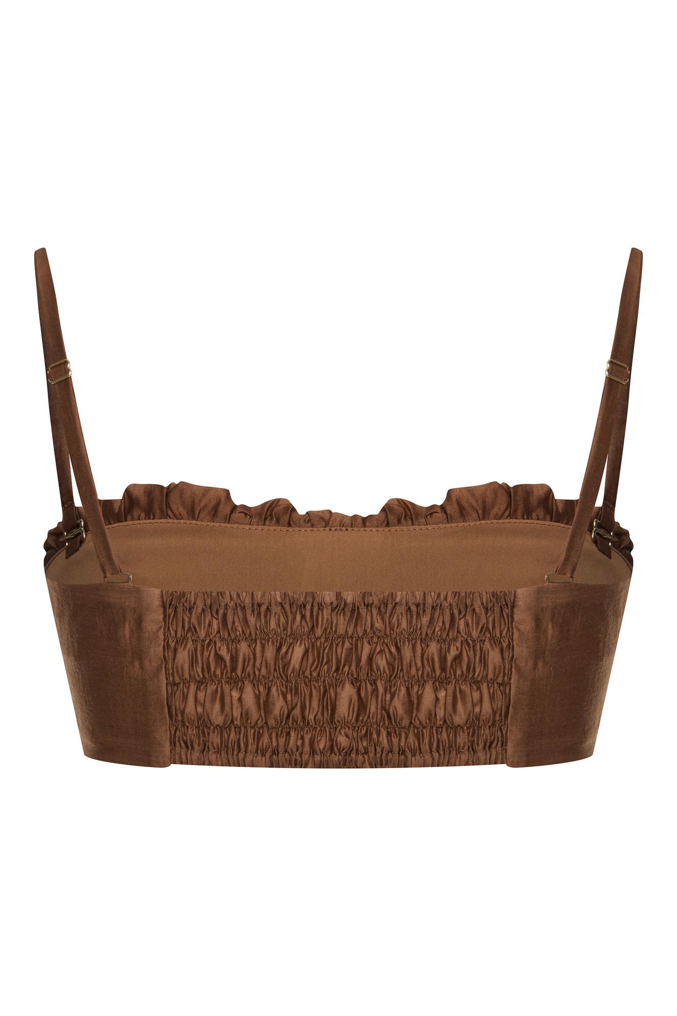 Топ со сборкой из воздушной ткани BROWN