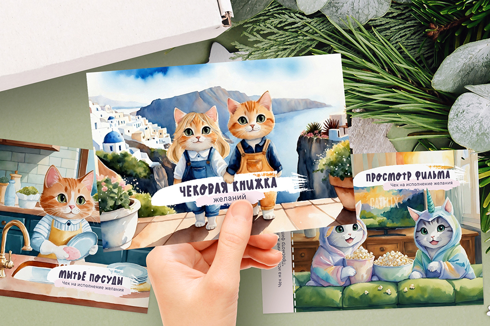 Котики (цифровые странички для чековой книжки желаний А6)