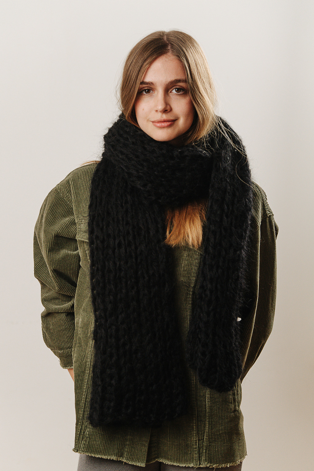 Шарф 2 нити черный