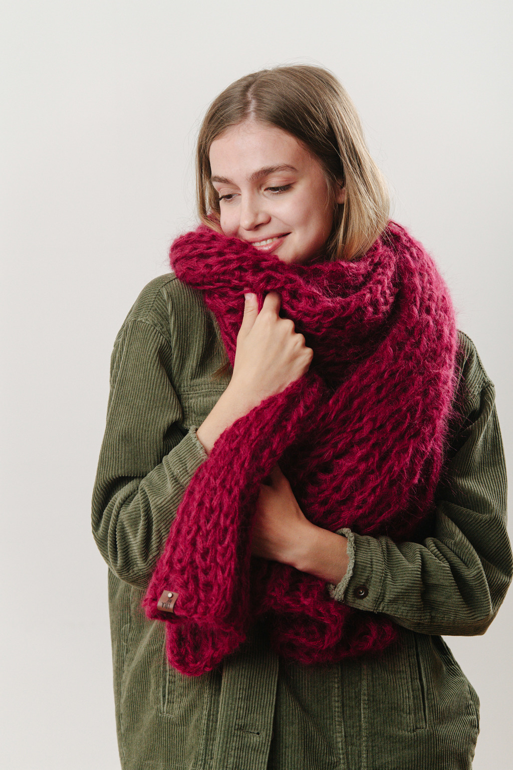 Шарф 2 нити бордовый