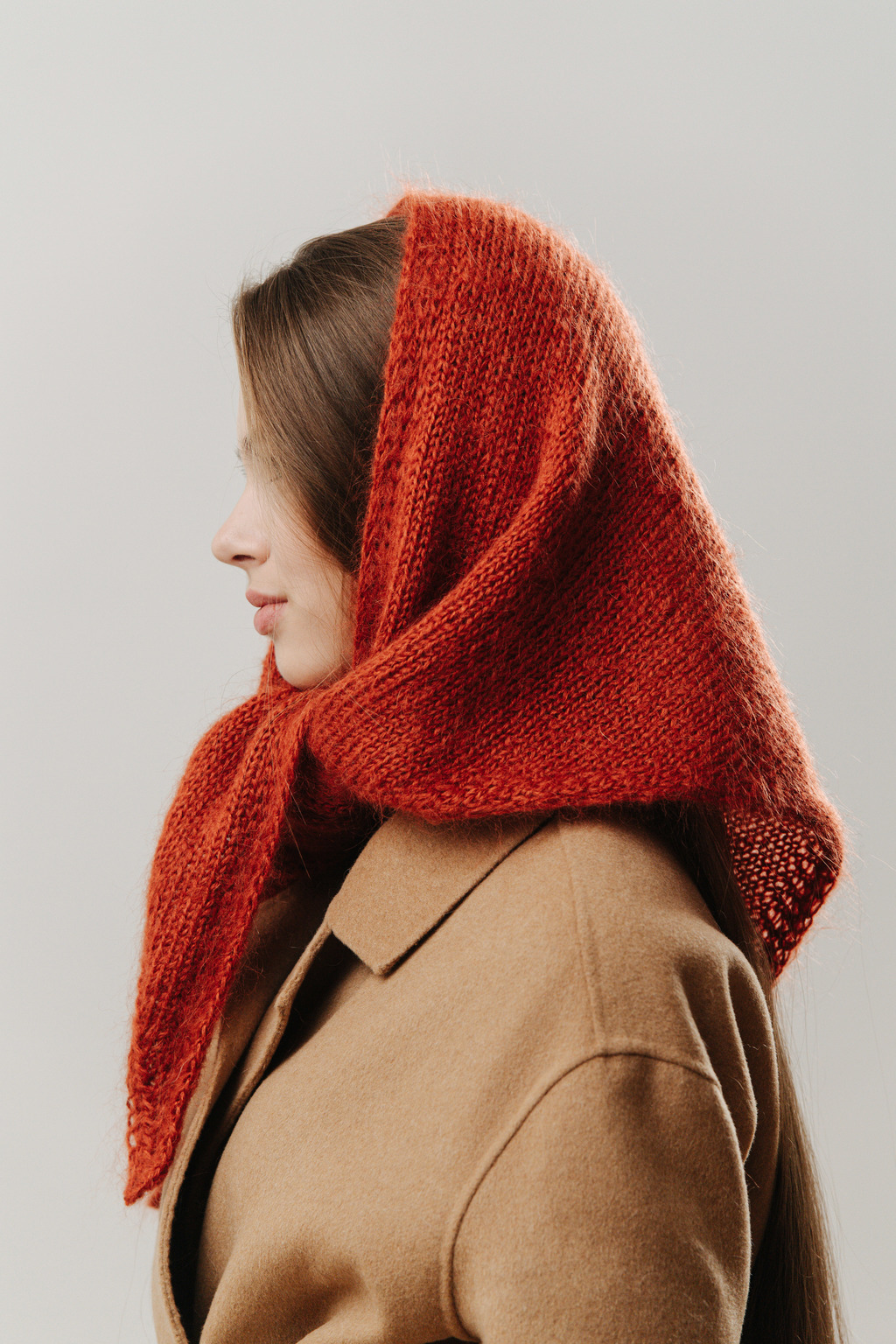 Косынка мохер терракотовый