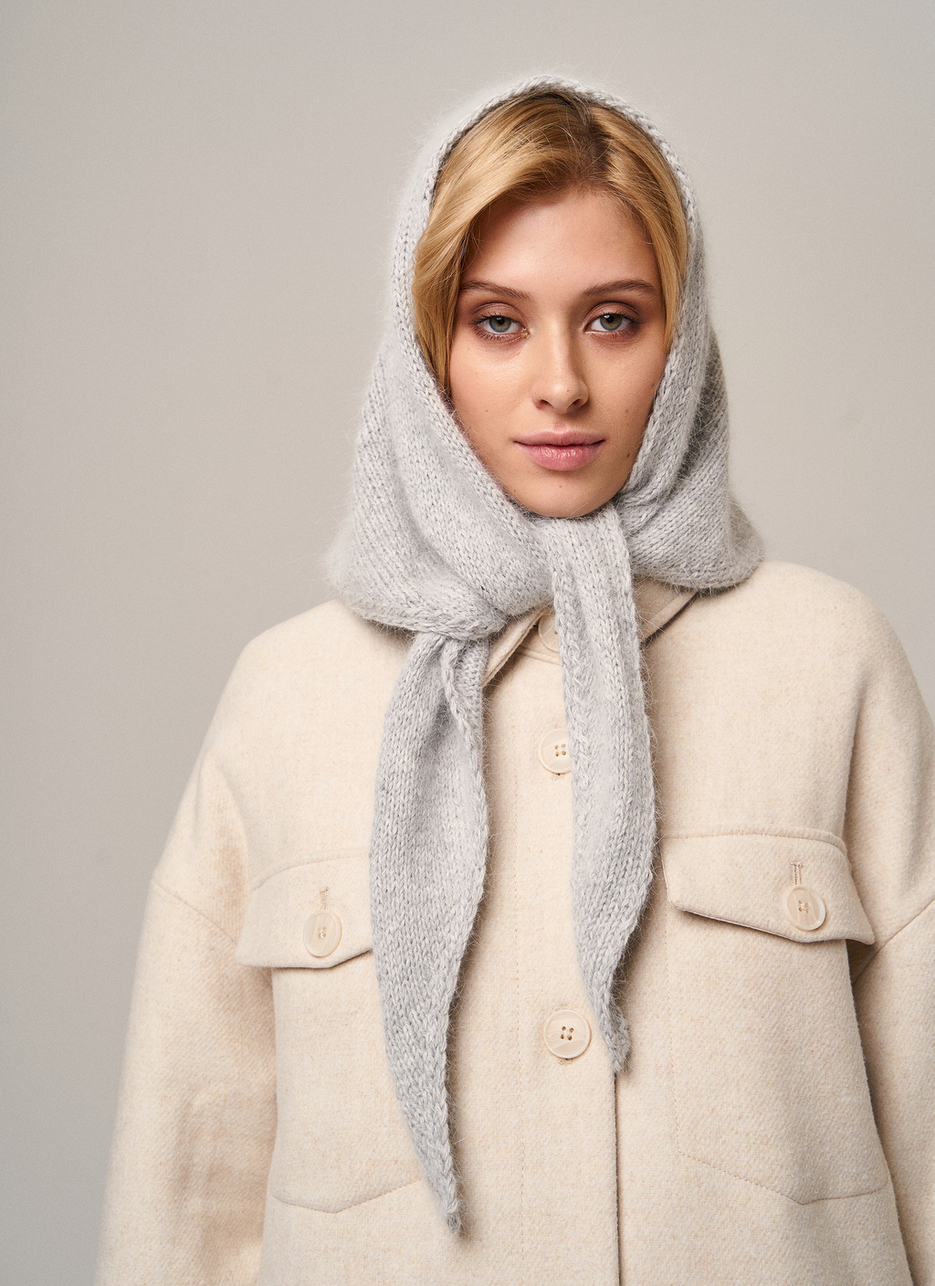 Косынка ангора светло-серый