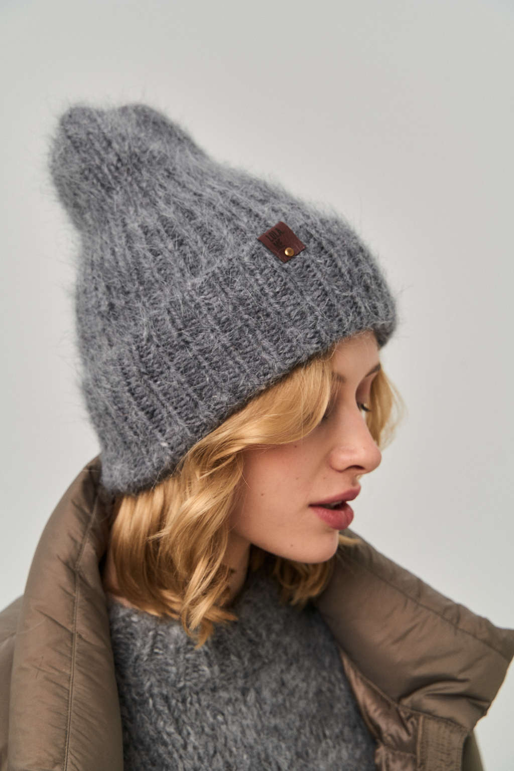 Minky ангора серый меланж