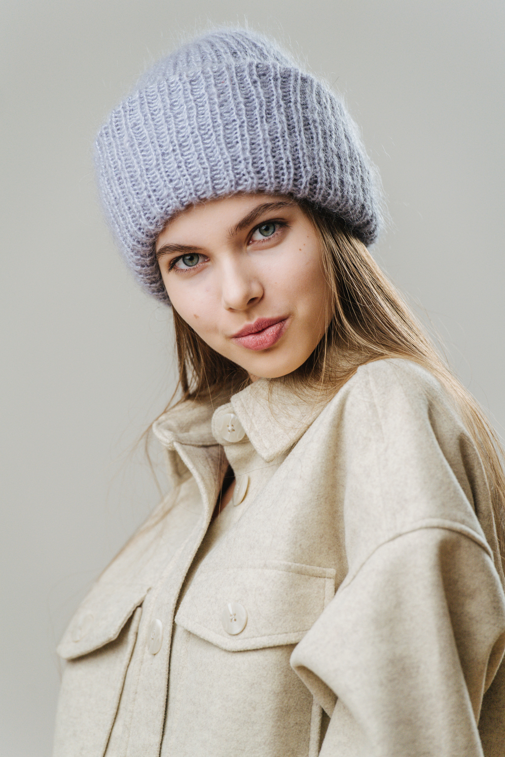 Double hat 1 нить серо-голубой