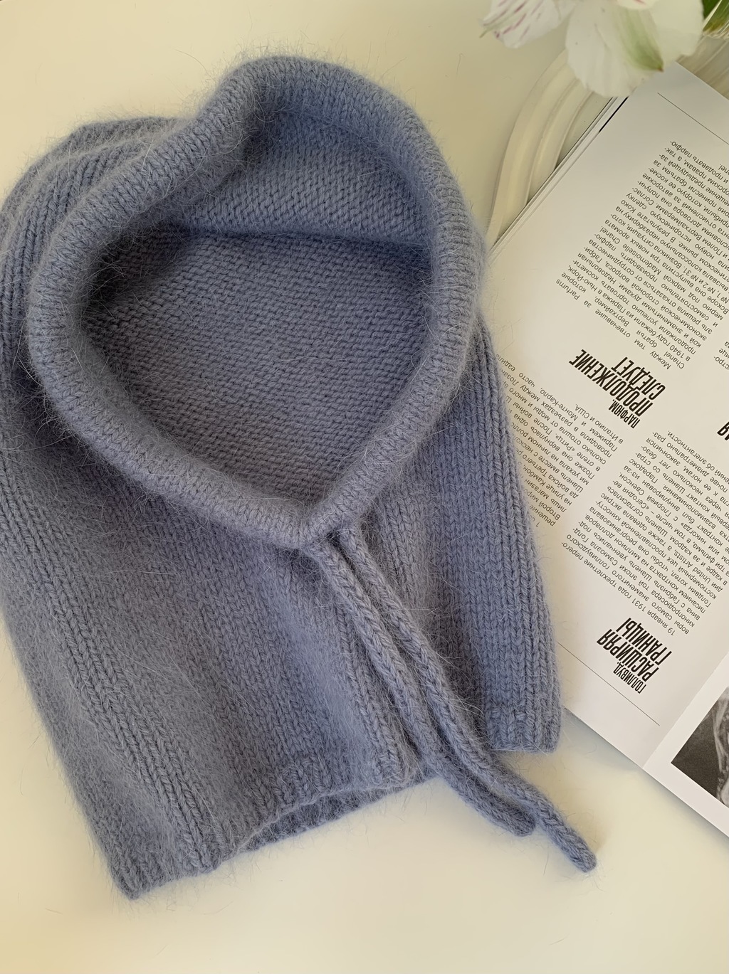 Капор ангора светлый джинс