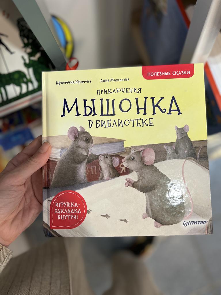 Мышонок в библиотеке( игрушка- закладка внутри)