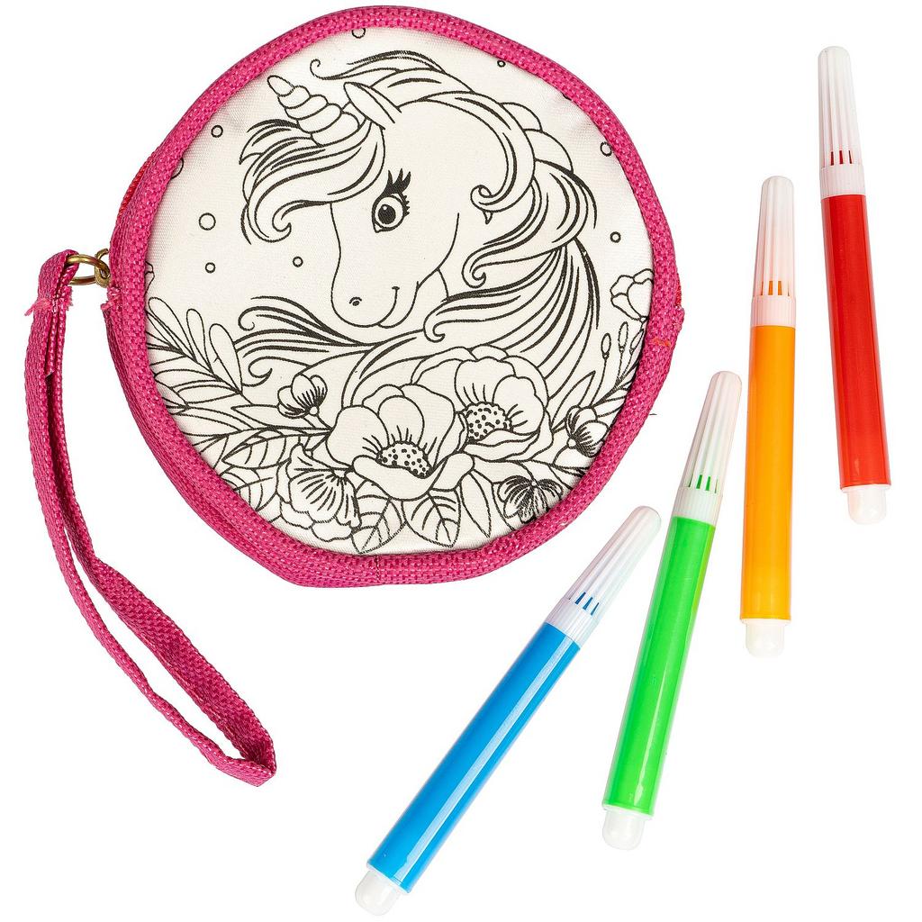 Брелок для раскрашивания СКАЗОЧНЫЙ ЕДИНОРОГ, круглая сумочка