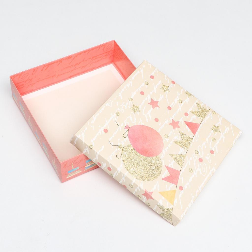 Коробка складная, "Праздничные шары" 23 х 23 х 6,5 см