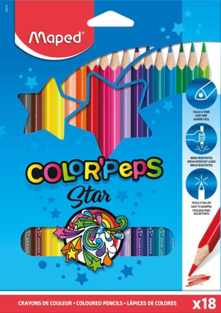 Карандаши цвет. 18цв Maped Color Peps трехгранные, ударопрочные